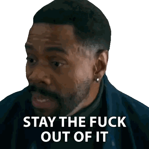 Man with Beard and Earrings Saying Stay Out