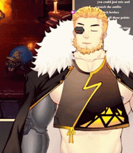 Man With Beard and Feathered Cape Standing in Room