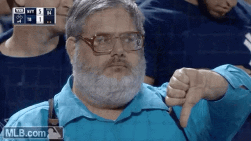 Man with Beard and Glasses Giving Thumbs Down