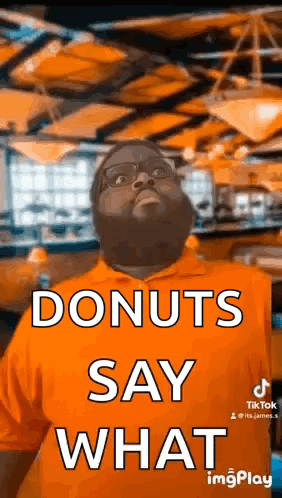 Man with Beard and Glasses Saying Donuts