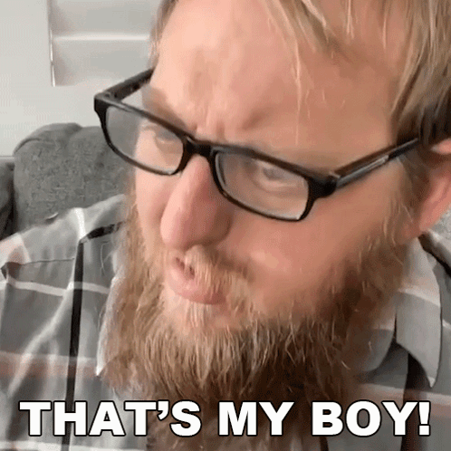 Man With Beard And Glasses Saying That's My Boy GIF