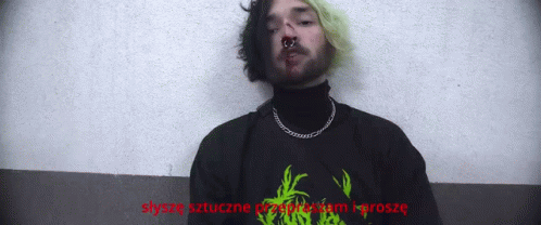 Man with Beard and Green Hair in Black Turtleneck