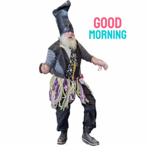 Man With Beard And Hat Dancing Good Morning GIF
