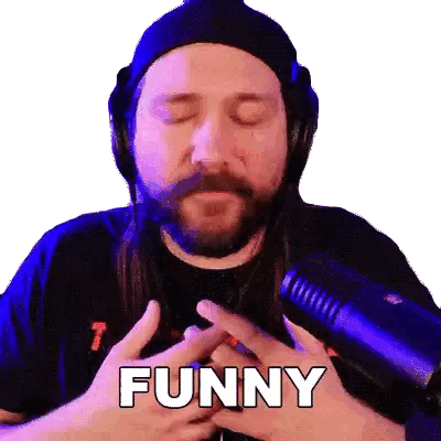 Man with Beard and Headphones Saying Funny