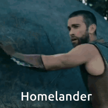 Man with Beard and Homelander Text