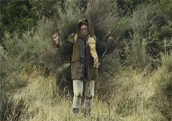 Man With Beard And Hood In Tall Grass GIF