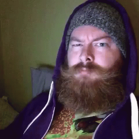 Man with Beard and Mustache in Hoodie and Hat
