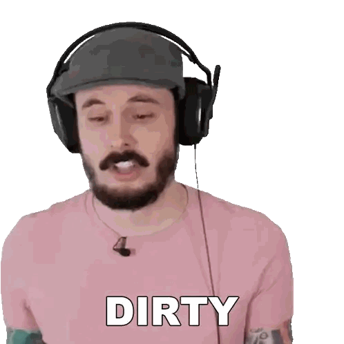 Man With Beard and Pink Shirt Saying Dirty