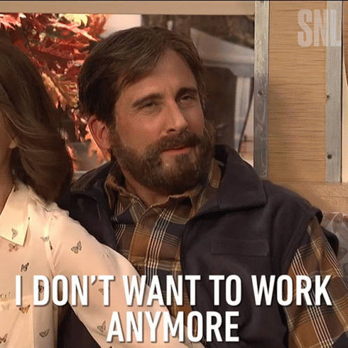 Man with Beard and Plaid Shirt Saying I Don't Want to Work