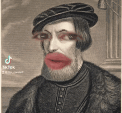 Man With Beard And Red Lips In Black And White GIF