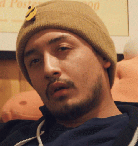 Man With Beard And Smiley Beanie GIF