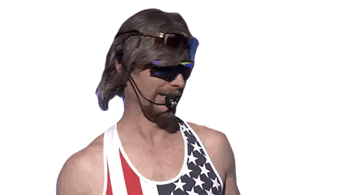 Man with Beard and Sunglasses in Flag Tank Top