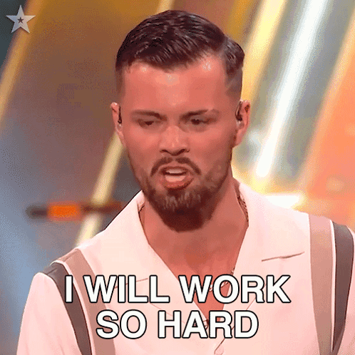 Man With Beard And Suspenders Saying I Will Work So Hard GIF