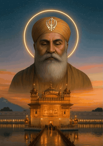Man With Beard And Turban In Front Of Golden Building GIF