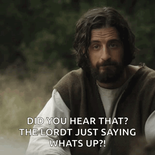 Man With Beard Asking Did You Hear That the Lord Just Saying Whats Up