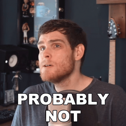 Man With Beard at Microphone Saying Probably Not