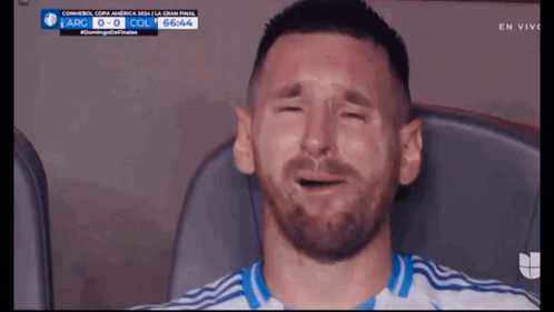 Man With Beard Crying Watching Soccer Match