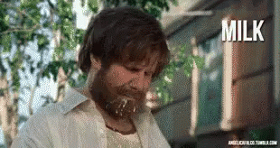 Man with Beard Drinking Milk from Container