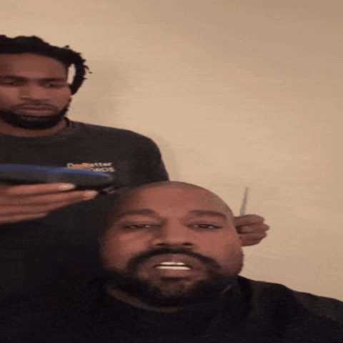 Man With Beard Getting Head Shaved GIF