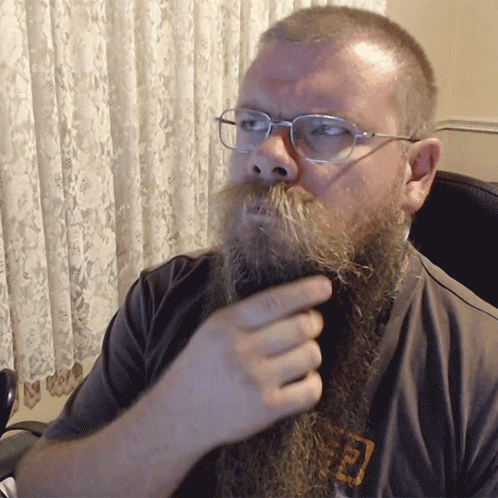 Man With Beard Glasses And F2 Shirt GIF