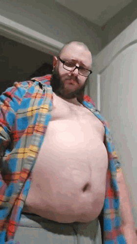 Man with Beard Glasses and Plaid Shirt