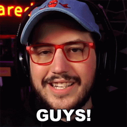 Man with Beard Glasses Headphones Hat