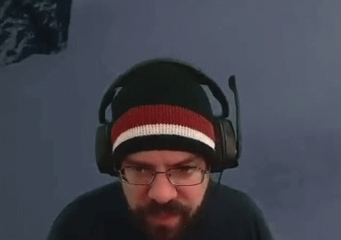 Man With Beard Glasses Headphones Hat GIF