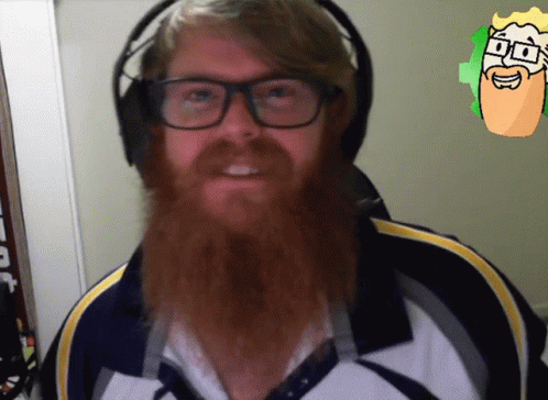 Man with Beard Glasses Headphones