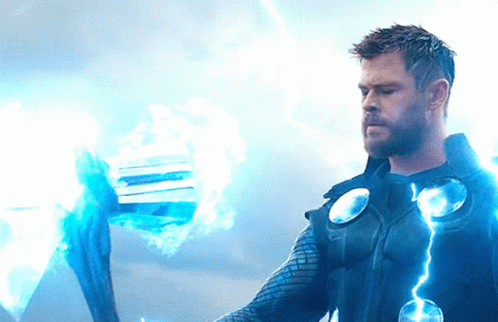 Man With Beard Holding Blue Lightning Bolt