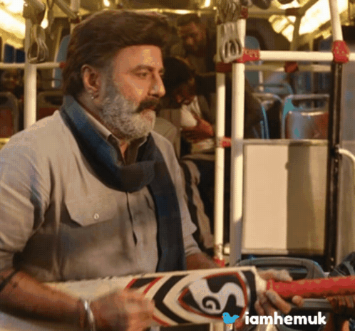 Man With Beard Holding Cricket Bat GIF