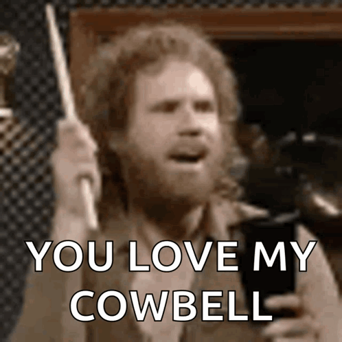 Man With Beard Holding Drum Says You Love My Cowbell