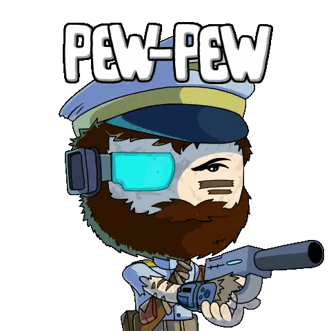 Man with Beard Holding Gun Pew Pew