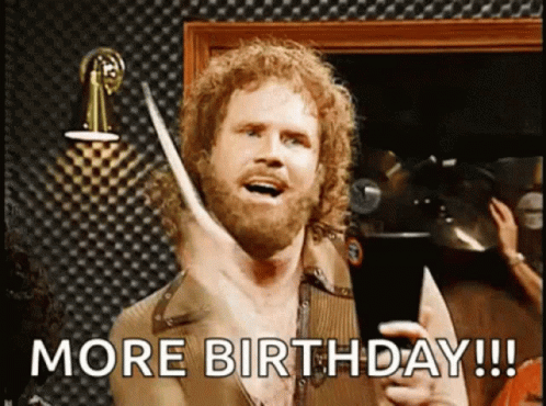 Man With Beard Holding Microphone Saying More Birthday