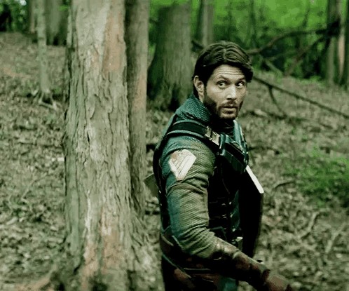 Man with Beard Holding Shield and Sword