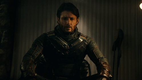 Man with Beard in Black Armor