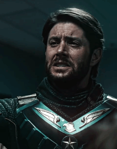 Man with Beard in Blue Armor and Eagle