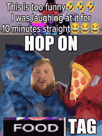 Man with Beard in Blue Blanket Saying Too Funny