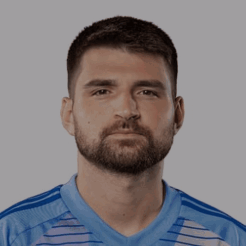 Man With Beard in Blue Shirt