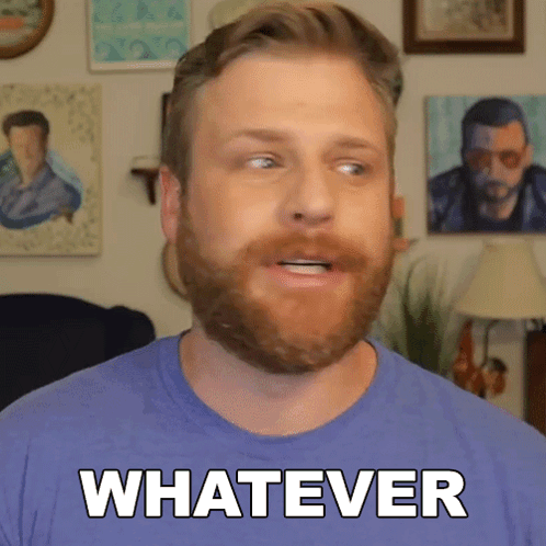 Man With Beard In Blue Shirt Saying Whatever GIF