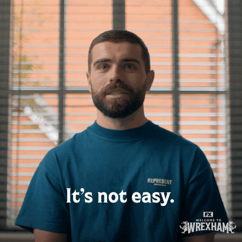 Man With Beard In Blue Shirt Says Its Not Easy GIF