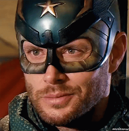 Man with Beard in Captain America Mask