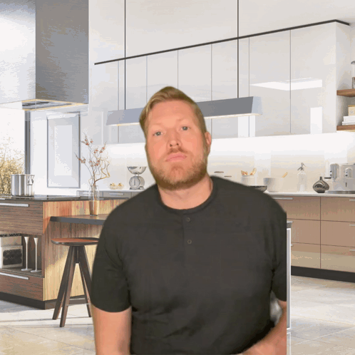 Man with Beard in Front of Kitchen
