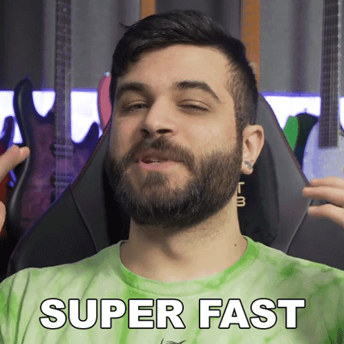 Man with Beard in Green Super Fast Shirt