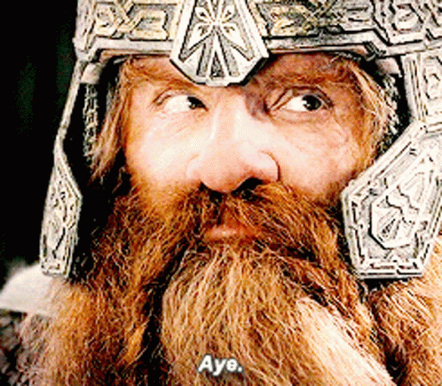 Man with Beard in Helmet Saying Aye