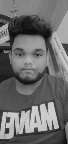 Man with Beard in Marvel T-Shirt