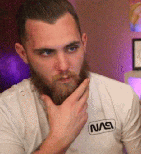 Man with Beard in NASA Shirt
