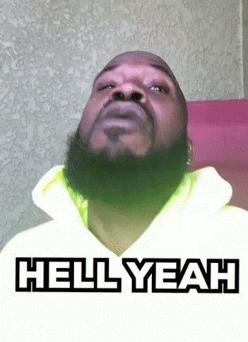 Man with Beard in Neon Yellow Hell Yeah Hoodie