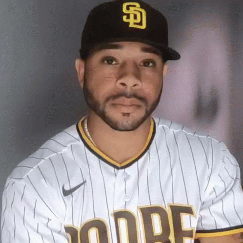 Man with Beard in Padres Baseball Uniform