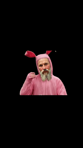 Man with Beard in Pink Bunny Suit It's Magic