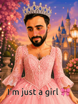 Man with Beard in Pink Dress and Tiara